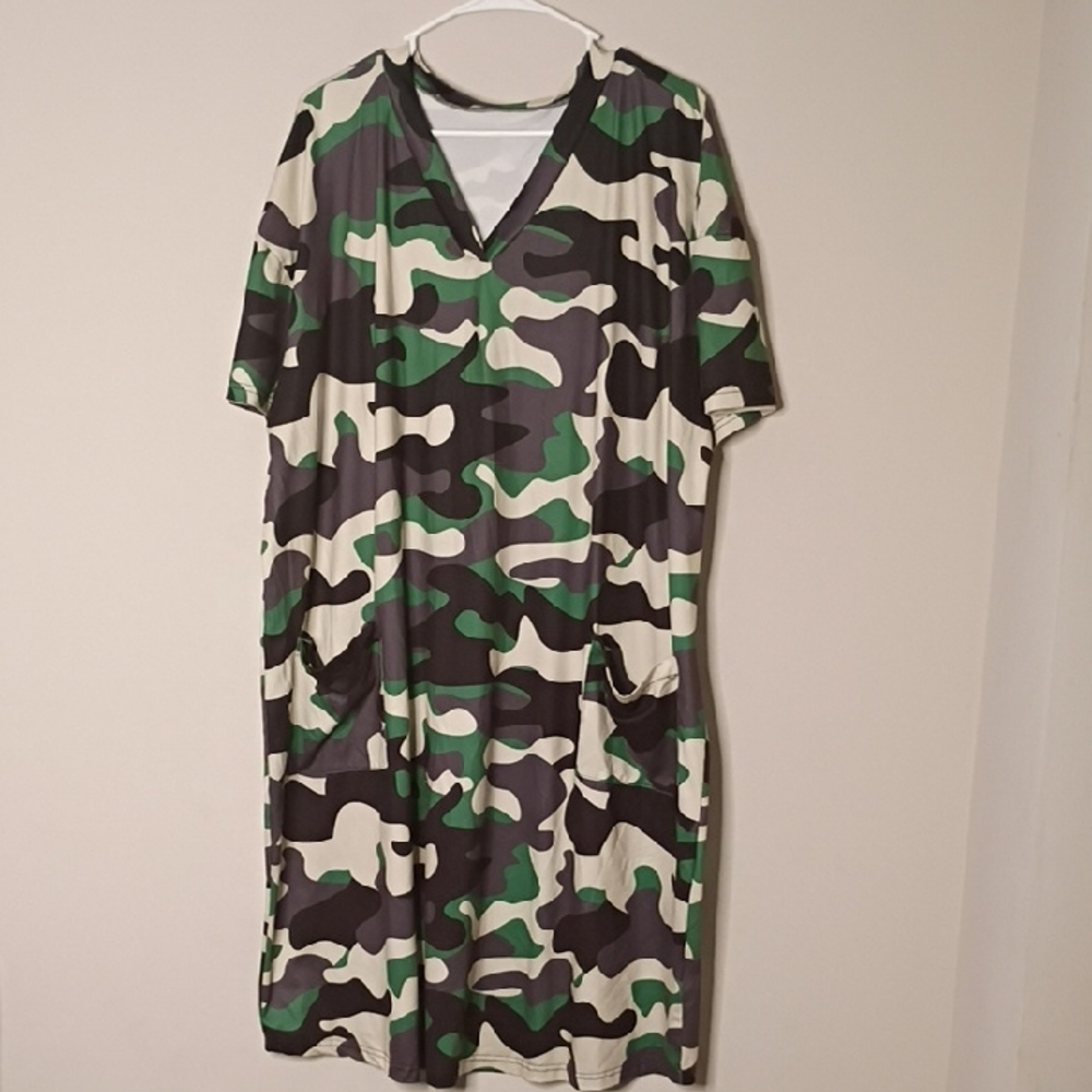 Camouflage V-Neck Dress